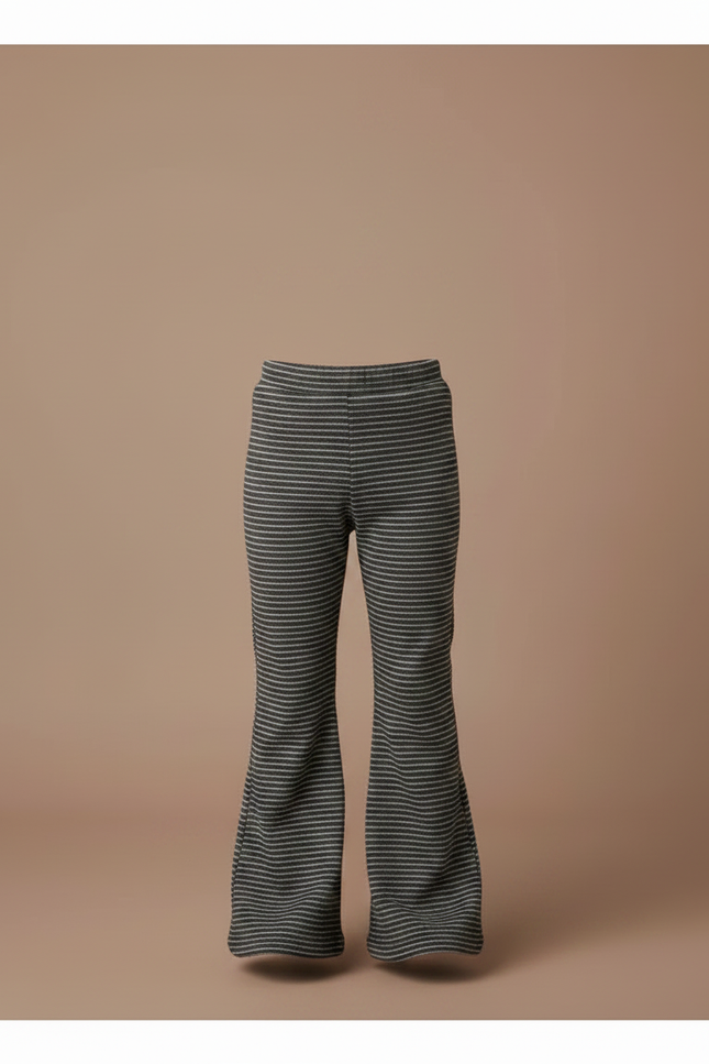 Pantalon Patte D'Éléphant Rayé Gris Noir Évasé Tricoté - Imprimé Maille - vue 3