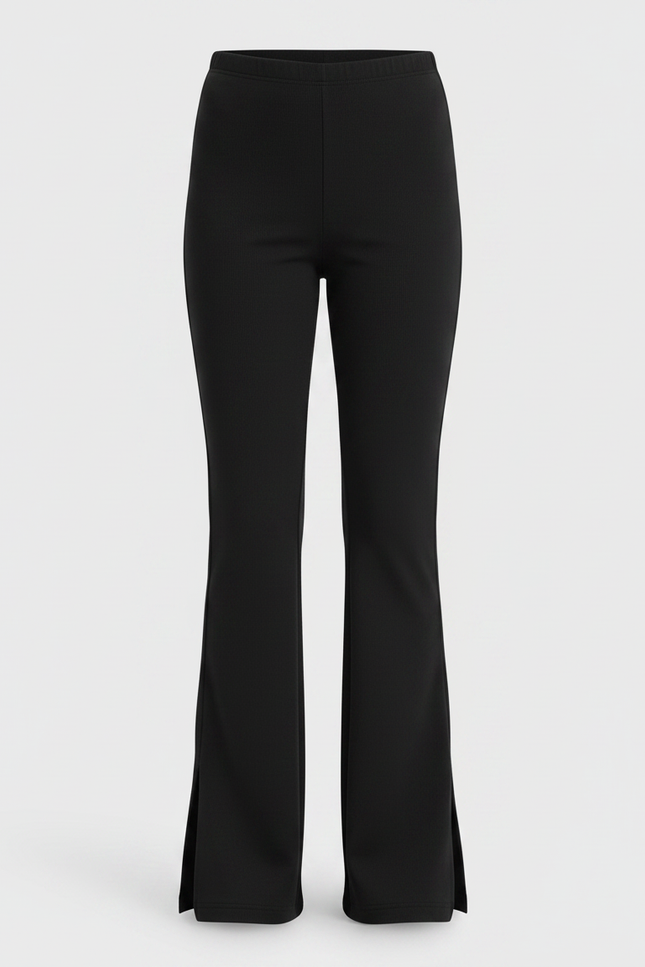 Pantalon Patte D'Éléphant Noir Évasé Confortable Fille - Maille - vue 3