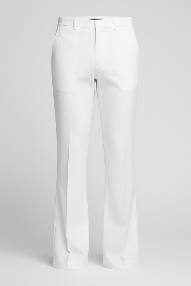 Pantalon Patte D'Éléphant Blanc Homme Évasé Élégant Décontracté - Gabardine - vue 3
