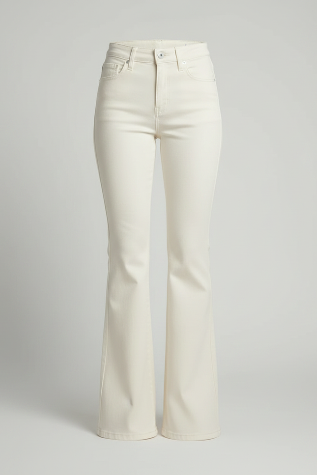 Pantalon Patte D'Éléphant Blanc Cassé Taille Haute Évasé Chic - Jean - vue 3