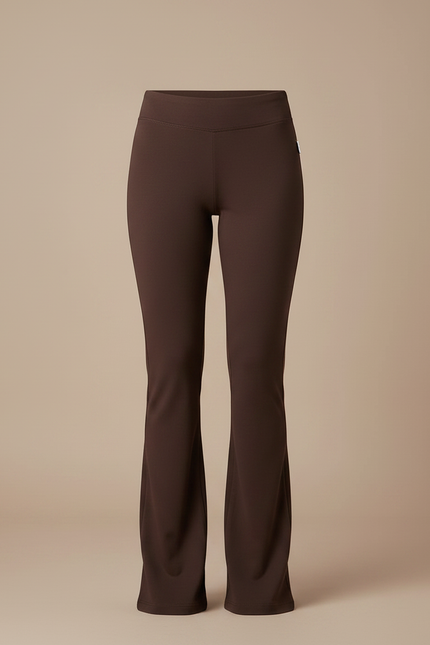 Pantalon Patte D'Éléphant Marron Évasé Confortable Yoga Femme - Maille - vue 3
