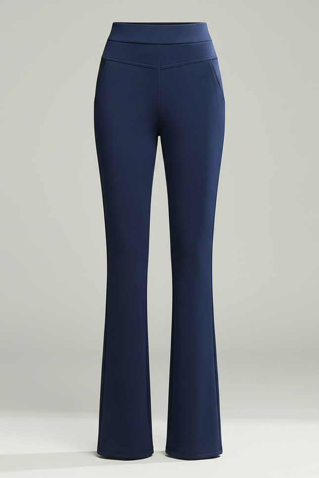 Pantalon Patte D'Éléphant Bleu Marine Taille Haute Élégant Hiver - Polyester - vue 3