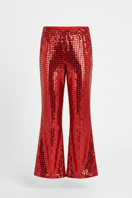 Pantalon Patte D'Éléphant Rouge Scintillant Paillettes Évasé Fille - Polyester - vue 3