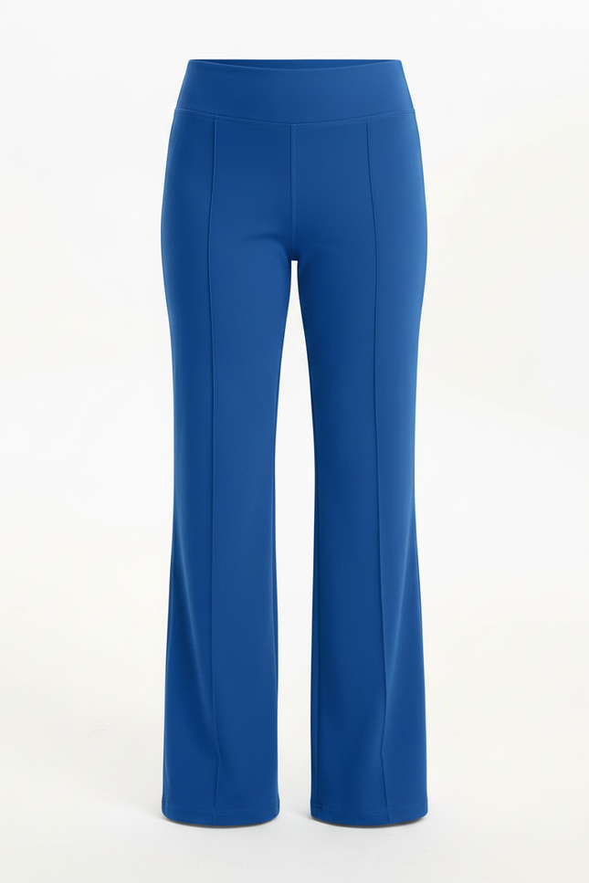 Pantalon Patte D'Éléphant Bleu Uni Évasé Confortable - Maille - vue 3