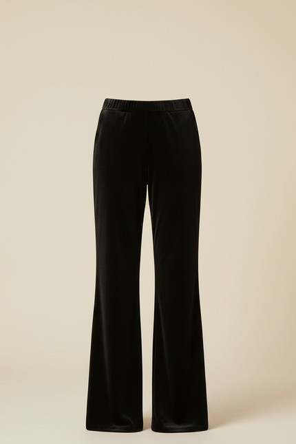 Pantalon Patte D'Éléphant Velours Noir Taille Haute Ample Femme - vue 3