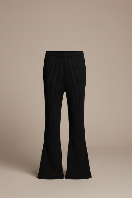 Pantalon Patte D'Éléphant Noir Côtelé Évasé Enfant - Maille - vue 3