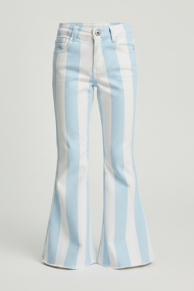 Pantalon Patte D'Éléphant Rayé Bleu Blanc Coton Enfant - Multicolore Jean - vue 3
