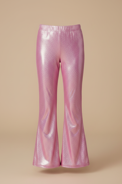 Pantalon Patte D'Éléphant Rose Brillant Métallique Enfant - Polyester - vue 3