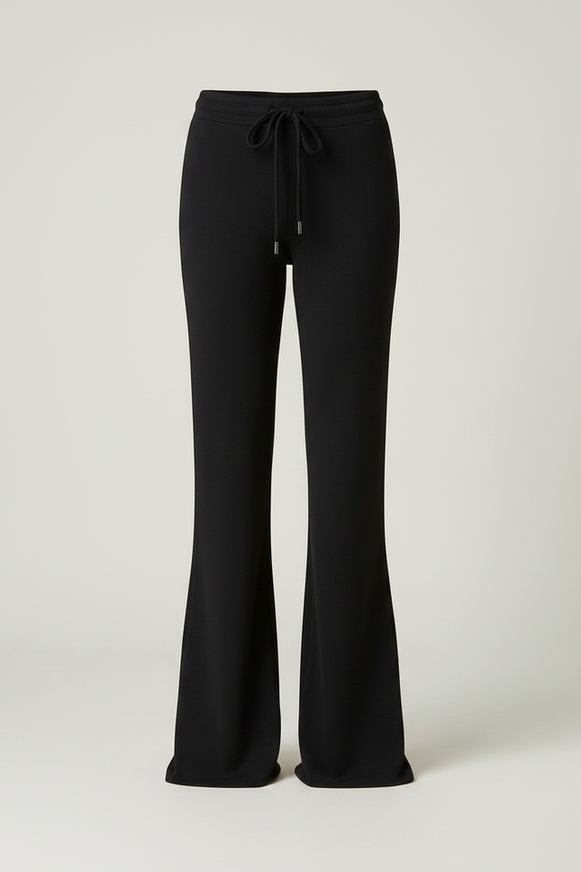 Pantalon Patte D'Éléphant Noir Cordon Fluide Décontracté Femme - Molleton - vue 3