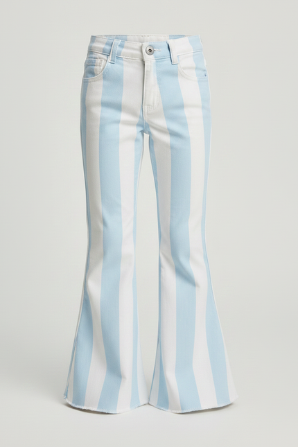 Pantalon Patte D'Éléphant Rayé Bleu Blanc Coton Enfant - Multicolore Jean - vue 3
