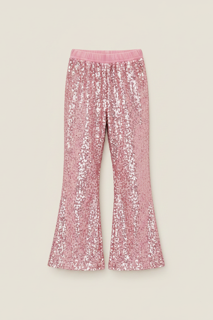 Pantalon Patte D'Éléphant Rose Pailleté Évasé Fille - Polyester - vue 3