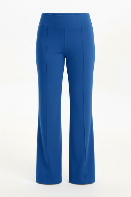 Pantalon Patte D'Éléphant Bleu Uni Évasé Confortable - Maille - vue 3