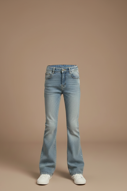 Pantalon Patte D'Éléphant Jean Denim Clair Décontracté Enfant - Bleu - vue 3