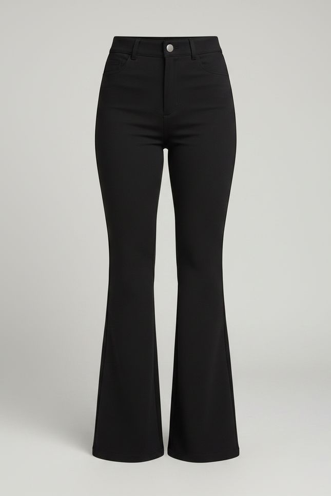 Pantalon Patte D'Éléphant Noir Taille Haute Ajusté Élégant - Polyester - vue 3