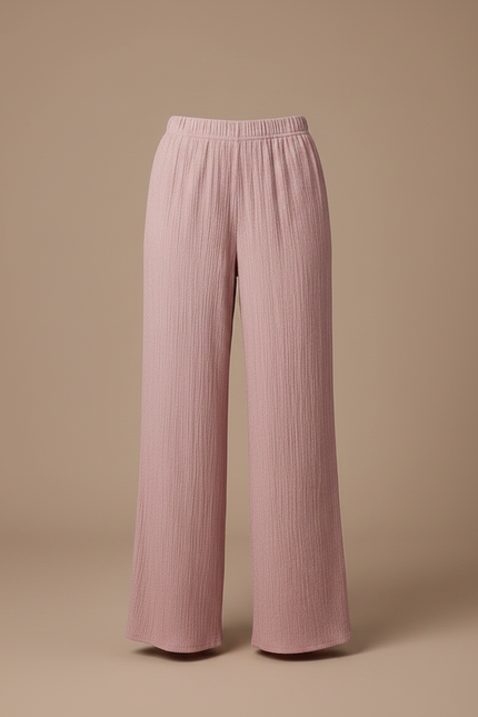 Pantalon Patte D'Éléphant Rose Plissé Ample Décontracté Fluide - Viscose - vue 3