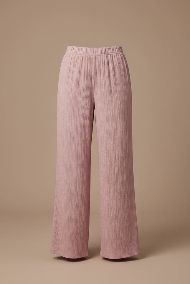 Pantalon Patte D'Éléphant Rose Plissé Ample Décontracté Fluide - Viscose - vue 3