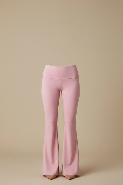 Pantalon Patte D'Éléphant Rose Fluide Taille Haute Confortable - Polyester - vue 3