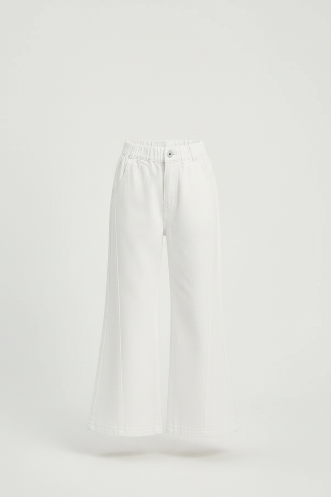 Pantalon Patte D'Éléphant Blanc Coton Ample Droit Enfant - vue 3