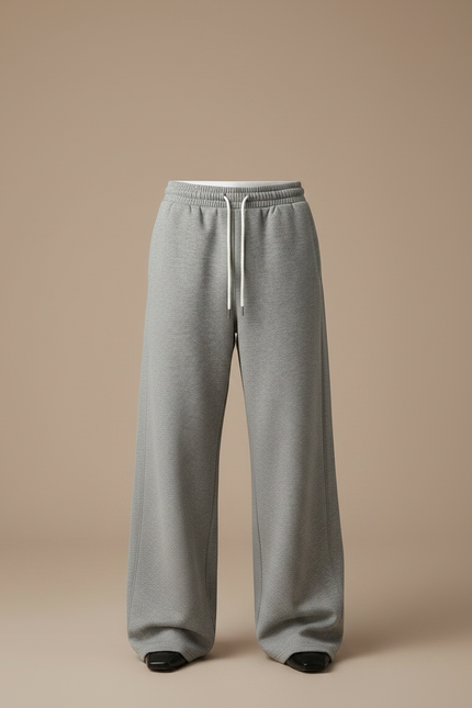 Pantalon Patte D'Éléphant Gris Décontracté Ample Coton Homme - Molleton - vue 3