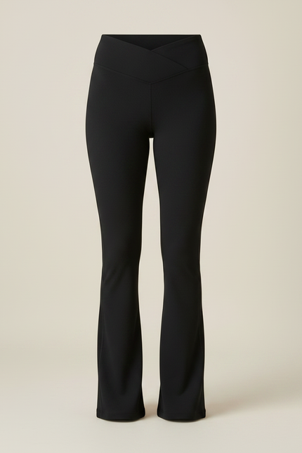 Pantalon Patte D'Éléphant Noir Côtelé Taille Haute Yoga - Maille - vue 3