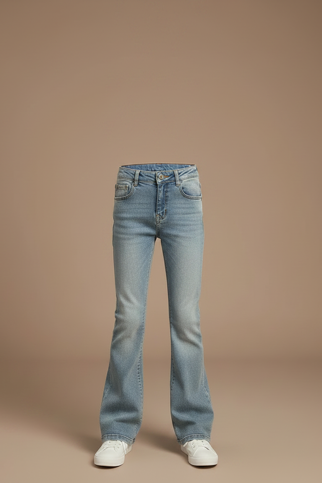 Pantalon Patte D'Éléphant Jean Denim Clair Décontracté Enfant - Bleu - vue 3