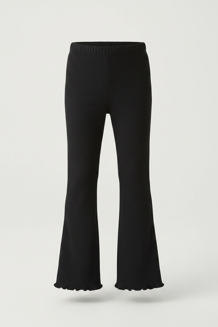 Pantalon Patte D'Éléphant Noir Côtelé Évasé Confortable Fille - Maille - vue 3