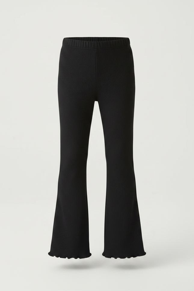 Pantalon Patte D'Éléphant Noir Côtelé Évasé Confortable Fille - Maille - vue 3