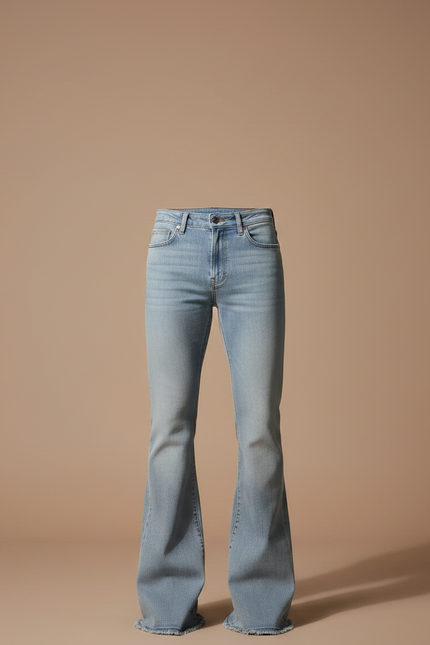 Pantalon Patte D'Éléphant Homme Bleu Clair Délavé Décontracté - Jean - vue 3