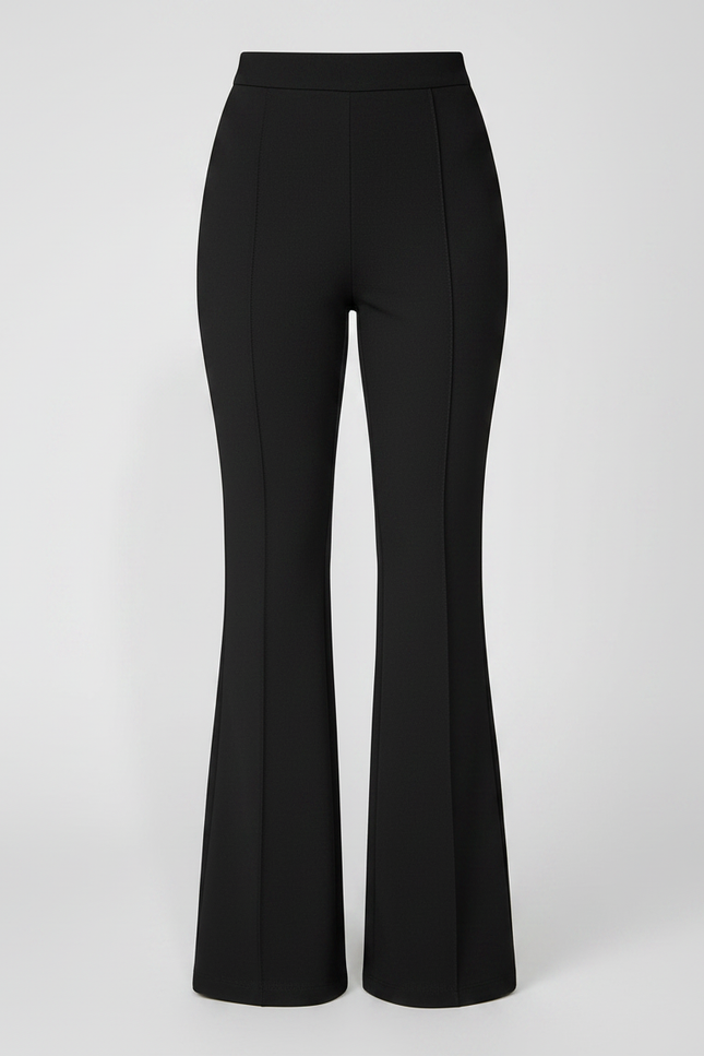 Pantalon Patte D'Éléphant Noir Taille Haute Coupe Évasée Fluide - Polyester - vue 3