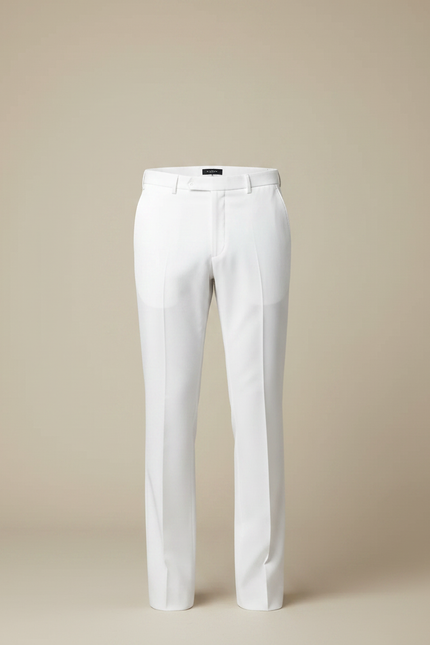 Pantalon Patte D'Éléphant Blanc Classique Homme Élégant Décontracté - Gabardine - vue 3