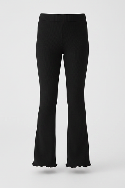 Pantalon Patte D'Éléphant Fille Noir Flare - Maille - vue 3
