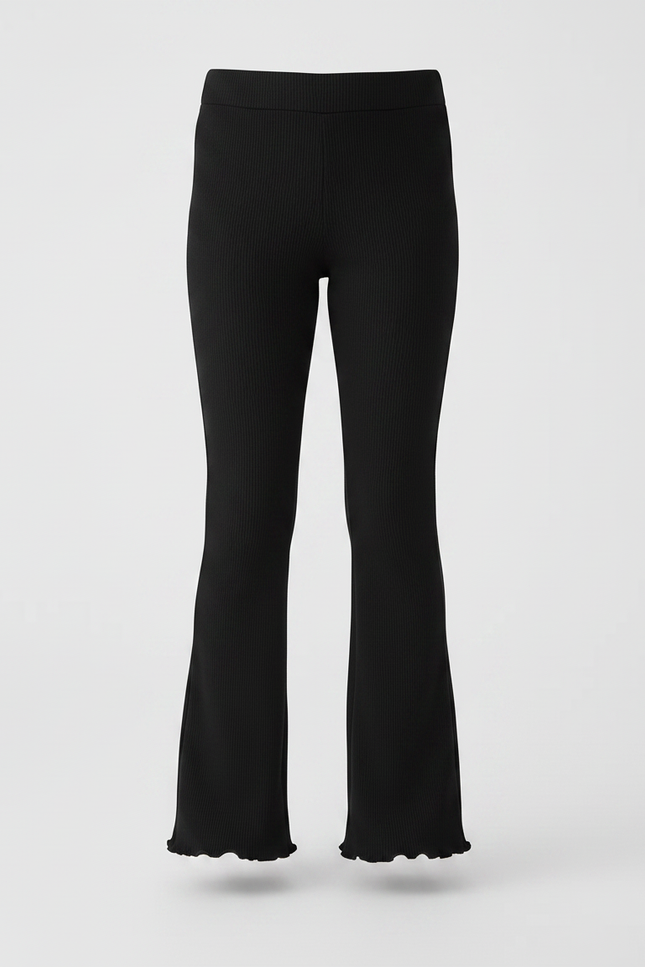 Pantalon Patte D'Éléphant Fille Noir Flare - Maille - vue 3