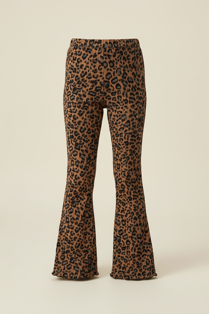Pantalon Patte D'Éléphant Léopard Marron Évasé Confortable Fille - Maille - vue 3