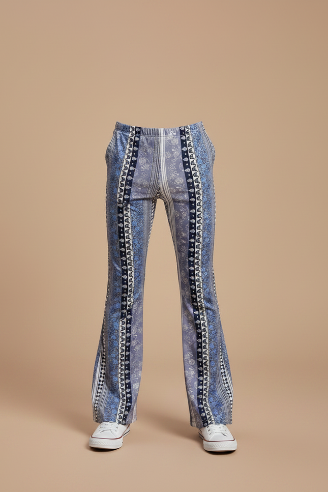 Pantalon Patte D'Éléphant Imprimé Bleu Élastique Ajusté Enfant - Polyester - vue 3