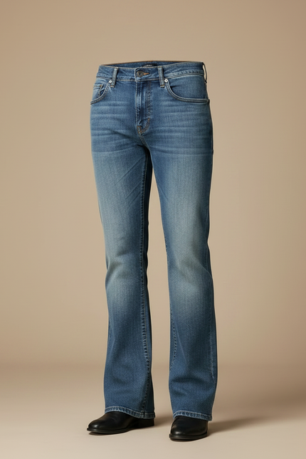 Pantalon Patte D'Éléphant Bleu Jean Confortable Décontracté Homme - vue 3