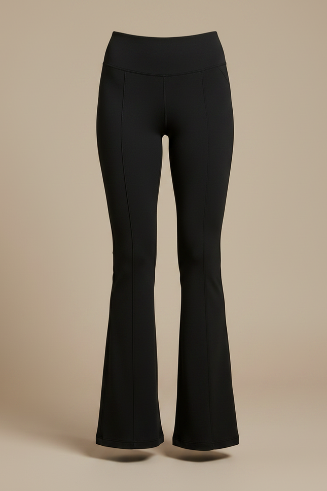 Pantalon Patte D'Éléphant Noir Taille Haute Évasé Élégant Stretch - Maille - vue 3