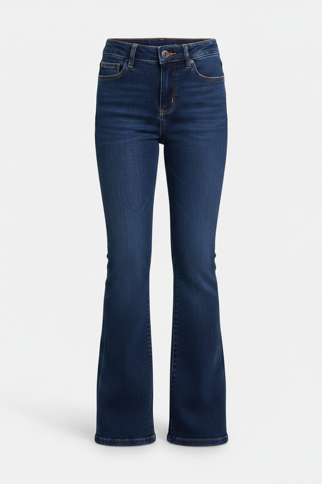 Pantalon Patte D'Éléphant Jean Bleu Classique Évasé Confortable - Marine - vue 3