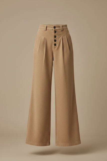Pantalon Patte D'éléphant Velours - Camel Cordé - vue 3