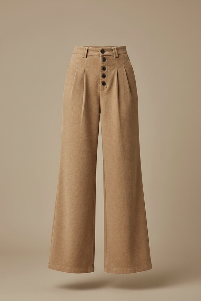 Pantalon Patte D'éléphant Velours - Camel Cordé - vue 3