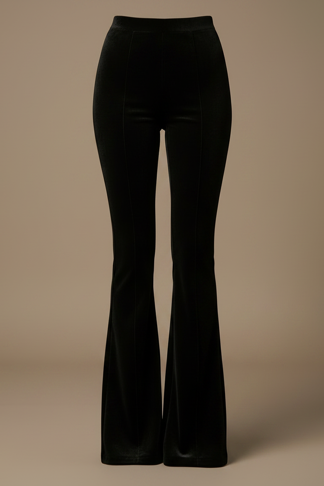 Pantalon Patte D'Éléphant Velours Noir Taille Haute Évasé - vue 3