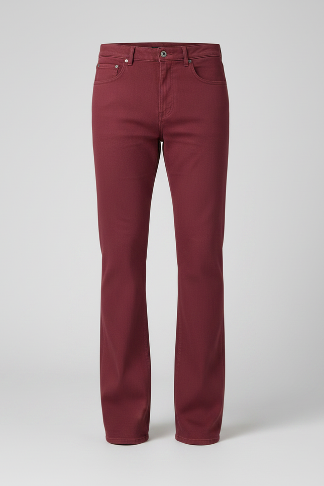 Pantalon Patte D'Éléphant Rouge Vin Évasé Décontracté Homme - Bordeaux Jean - vue 3