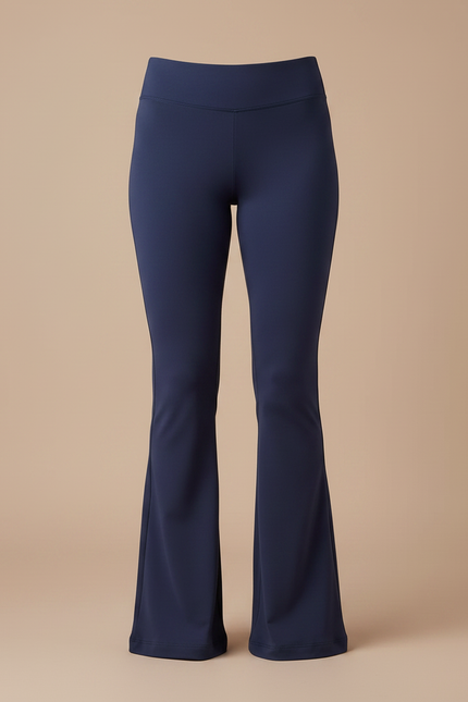 Pantalon Patte D'Éléphant Bleu Marine Taille Haute Confortable - Polyester - vue 3