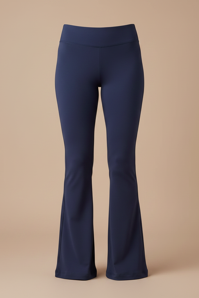 Pantalon Patte D'Éléphant Bleu Marine Taille Haute Confortable - Polyester - vue 3