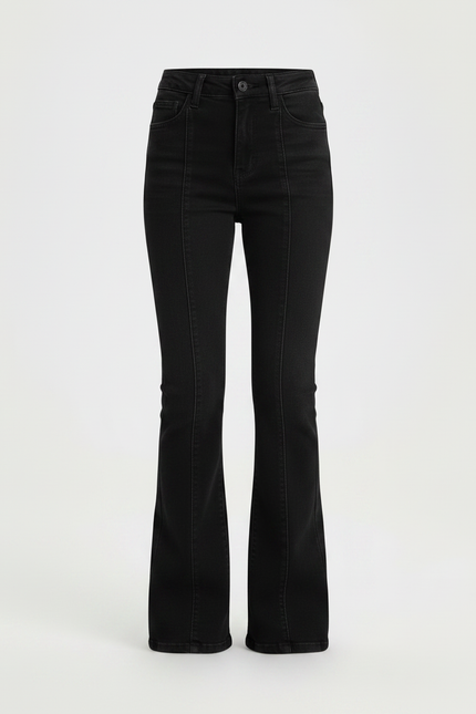 Pantalon Patte D'Éléphant Noir Évasé Taille Haute Fille - Jean - vue 3