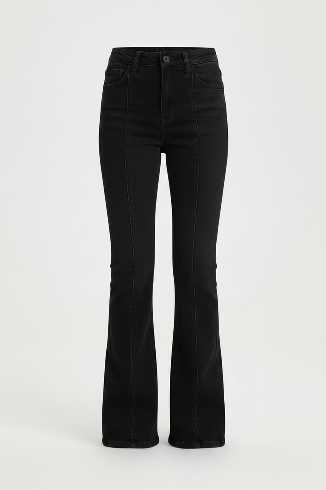 Pantalon Patte D'Éléphant Noir Évasé Taille Haute Fille - Jean - vue 3