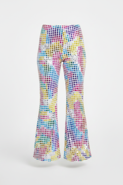 Pantalon Patte D'Éléphant Paillettes Multicolores Évasé Fille Scintillant - Polyester - vue 3