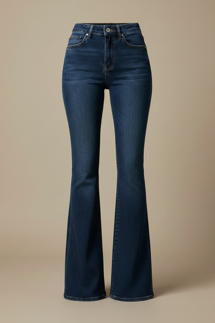 Pantalon Patte D'éléphant Jean Taille Haute - Bleu - vue 3