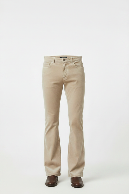 Pantalon Patte D'Éléphant Beige Velours Côtelé Évasé Homme - vue 3