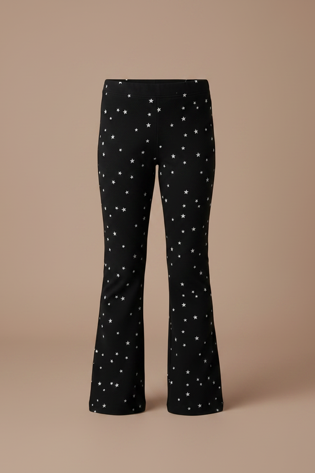 Pantalon Patte D'Éléphant Noir Étoiles Imprimé Confortable Fille - Maille - vue 3