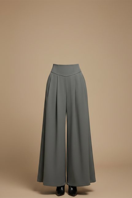 Pantalon Femme Taille Haute Patte D Éléphant - Gris Polyester - vue 3